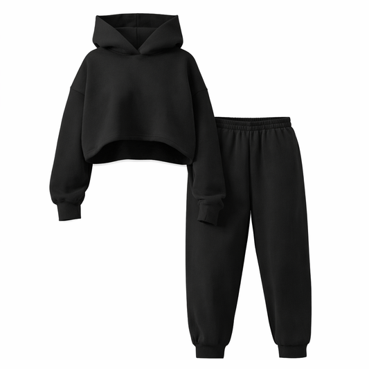 Minimal Lounge Set – Cropped Hoodie & Joggers