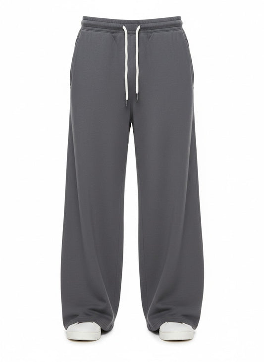 Black Wide Leg Jogger Pants with Drawstring